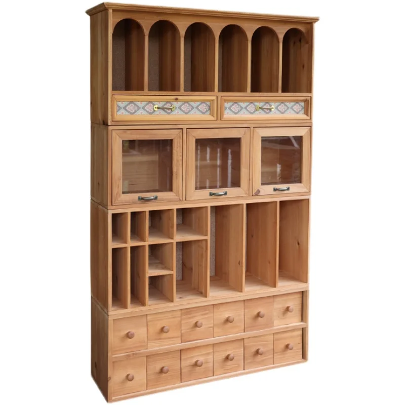 

Vintage Desktop Storage Box Drawer Type Wooden Locker Hand Account Stationery Brush Desk Organizing Shelves