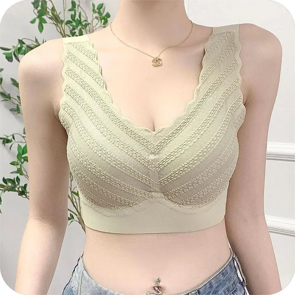 Women Non-marking Back Underwear Female Large Size Non-steel Rings Underwear Women Summer Thin Section Brassiere Mum Sports Bras