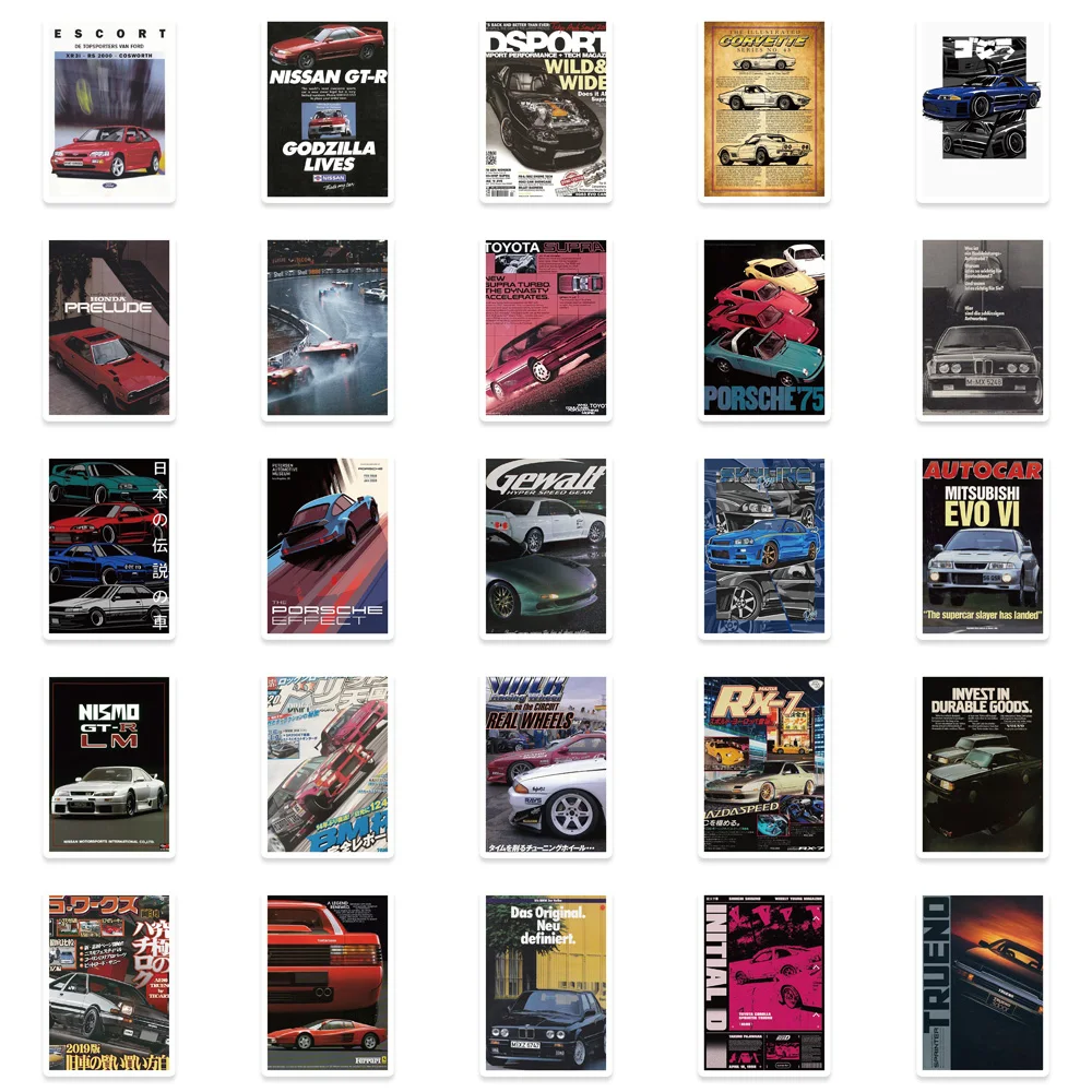 Autocollants JDM dehors Car Racing pour adolescents et adultes, affiche, eau, HI, ordinateur portable, téléphone, moto, planche à roulettes, 50 pièces