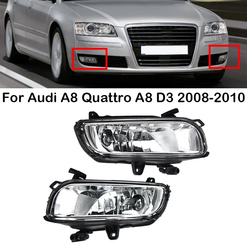 Left Right Car Front Bumper Fog Light Lamp With Halogen Bulbs 4E0941699B 4E0941700B For AUDI A8 Quattro D3 2008-2010
