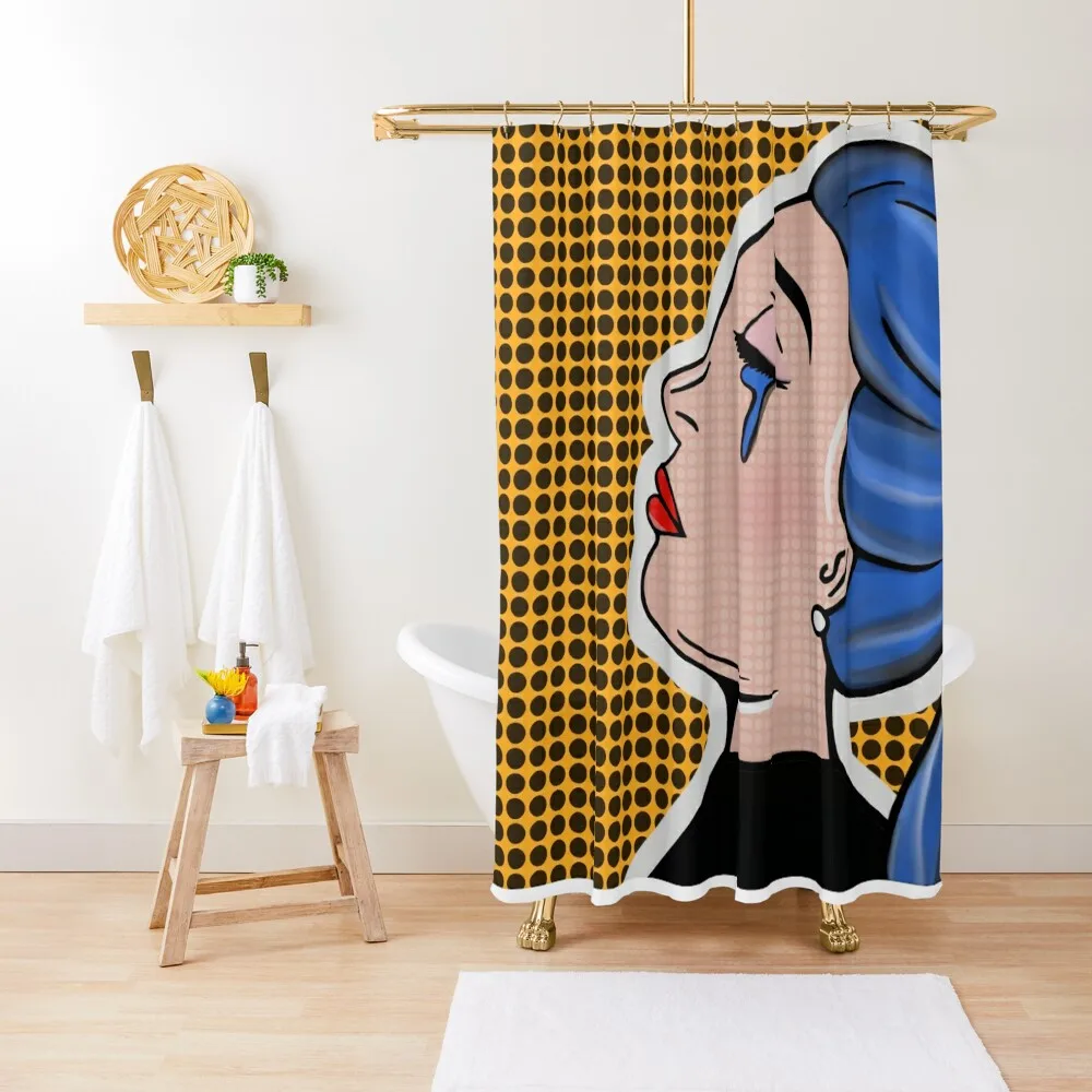 

Pop Art Girl Crying Blue Hair Shower Curtain Waterproof Shower Bathroom Accessories Bathroom And Shower Products Curtain