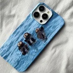 Cute Sea Otter Phone Case for iPhone 16 15 14 13 12 11 Pro Max XS XR XSMax 6 7 8 Plus Glossy HD Hard PC Cover