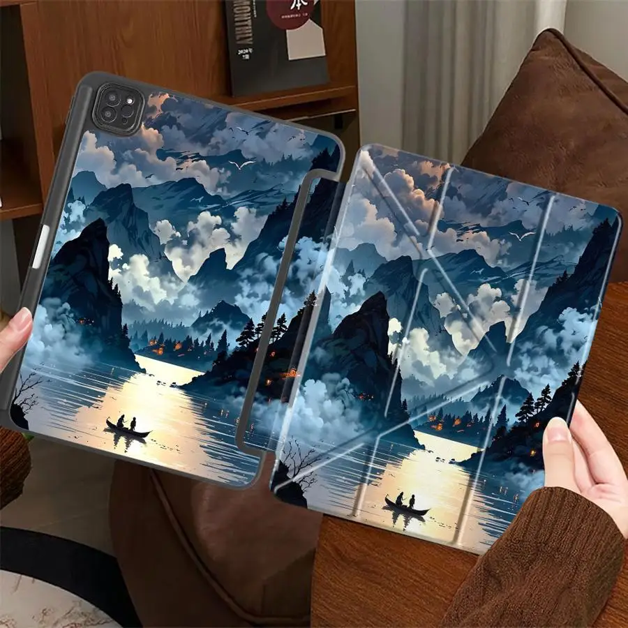 

Mountains Waters Art Holder Cover Tablet Case For iPad Pro 2025 Pro 11th 10th 9th 8th 7th 12.9inch Mini 6 7 Air 4 5 M3 M2 M4