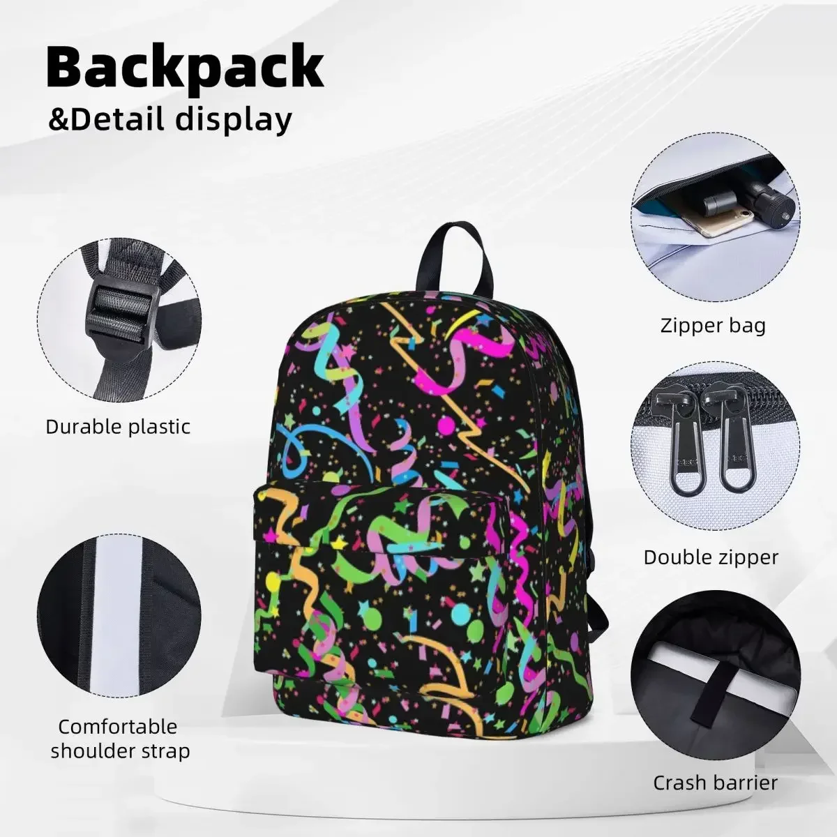 Nostalgic Arcade Carpet Pattern Backpacks Student Book bag Shoulder Bag Laptop Rucksack Travel Rucksack Children School Bag