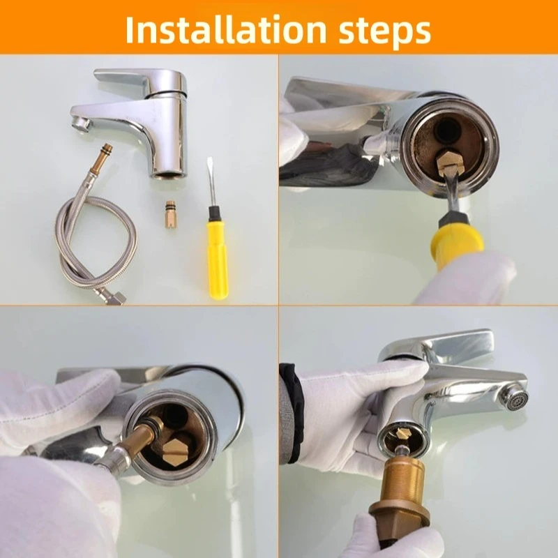 Hot & Cold Faucet to Single Cold Conversion Kit - Single Hole, Copper Head Plug, Hose Inlet Accessory