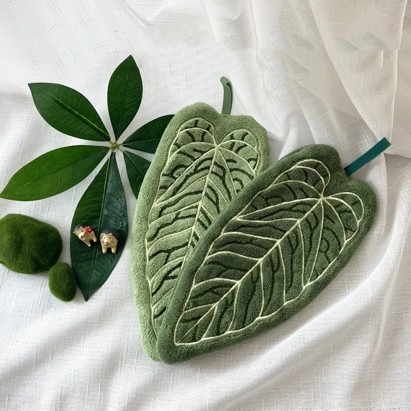 Hot Plant Hand Towel Cleaning Towel Absorbent Handkerchief Hanging Thickened Kitchen Towel Bathroom Kitchen Accessories