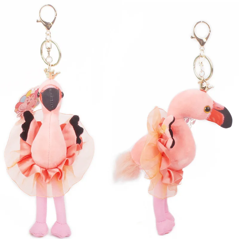 New Simulation Flamingo Plush Stuffed Keychain Pendant Cartoon Cute Flamingo Plush Doll Backpack Decoration Pendant Gifts