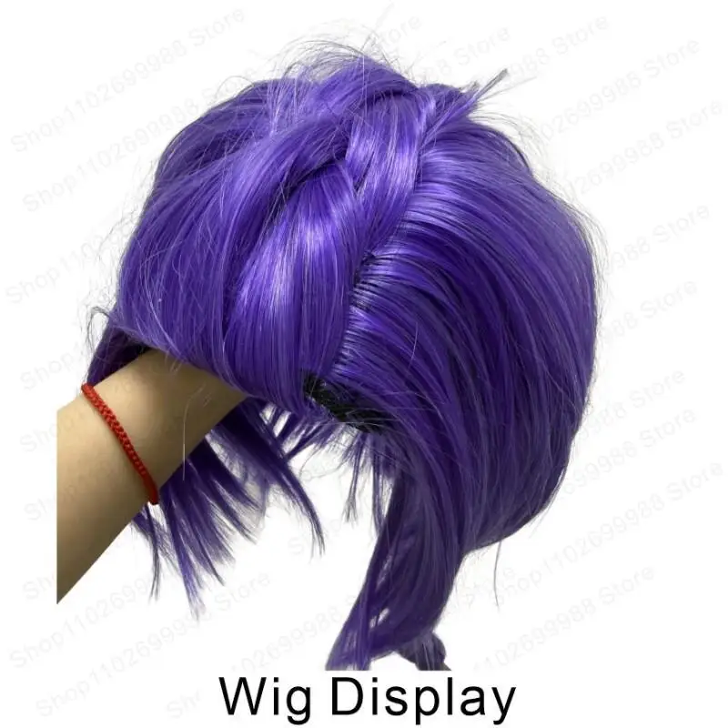 Pop Singer Purple Braid Wig Rose Red Long Synthetic Wig Black Double Bun Hairstyle Hair Halloween Cosplay Props