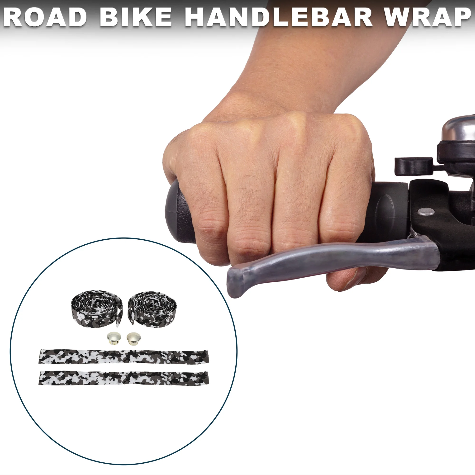 X Autohaux Camouflage Bicycle Handlebar Tape with Flexible Rubber Sponge Non-slip Handlebar Grip Tape 1 Pair Multi-color