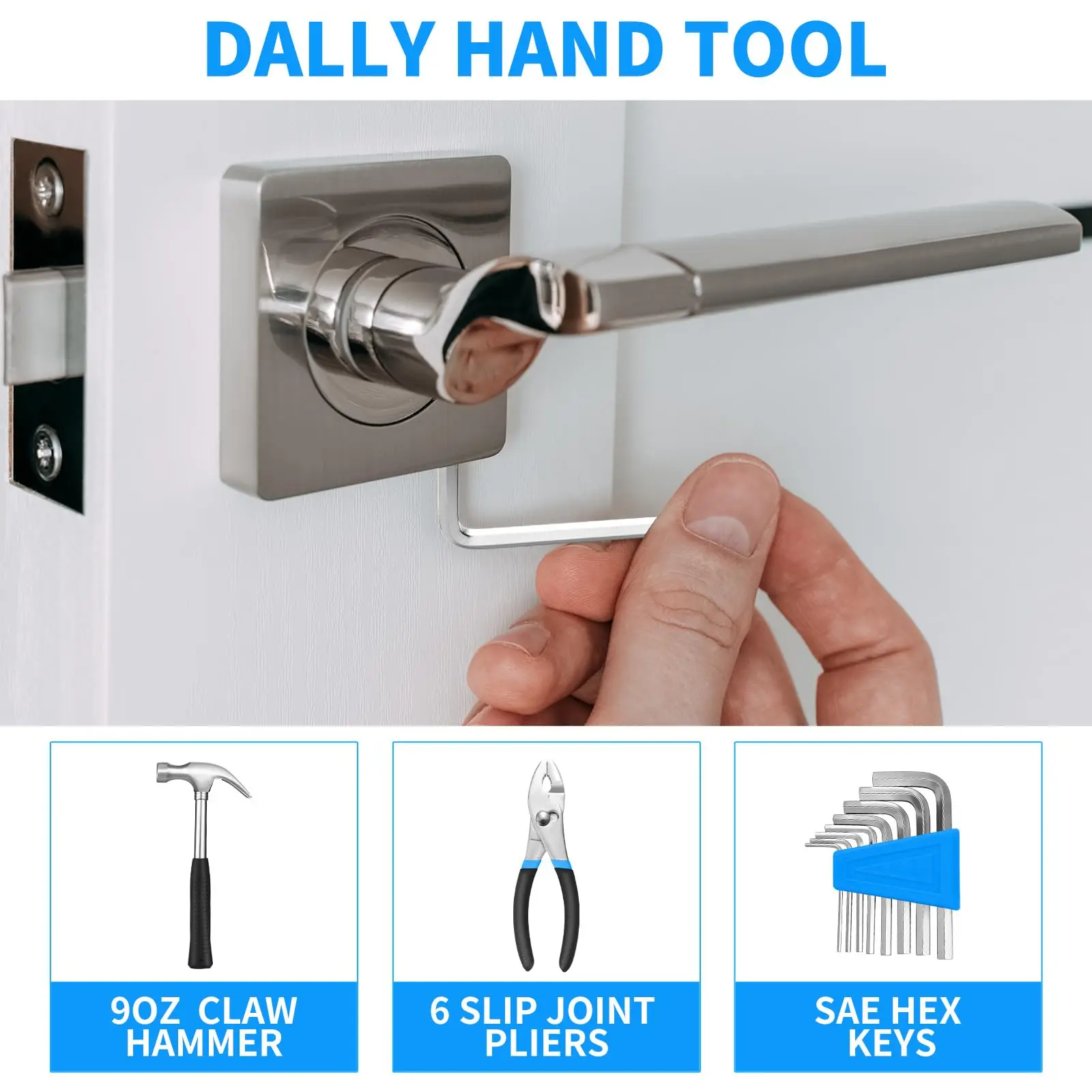 39-Piece Household Tool Set with Tool Box Organizer - Multi-Purpose Small Hand Tool Kit Includes Essential Tools for Home Office