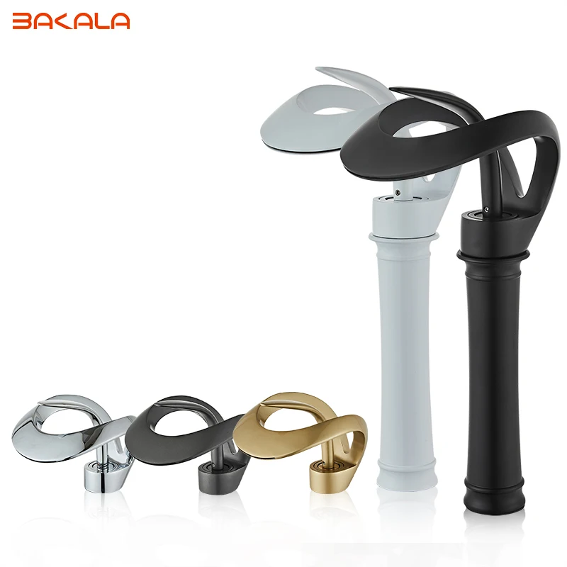 Black Bathroom Basin Taps Single Handle Waterfall Faucet Solid Brass Basin Mixer Taps Creative Hollowed Out Design Water Tap