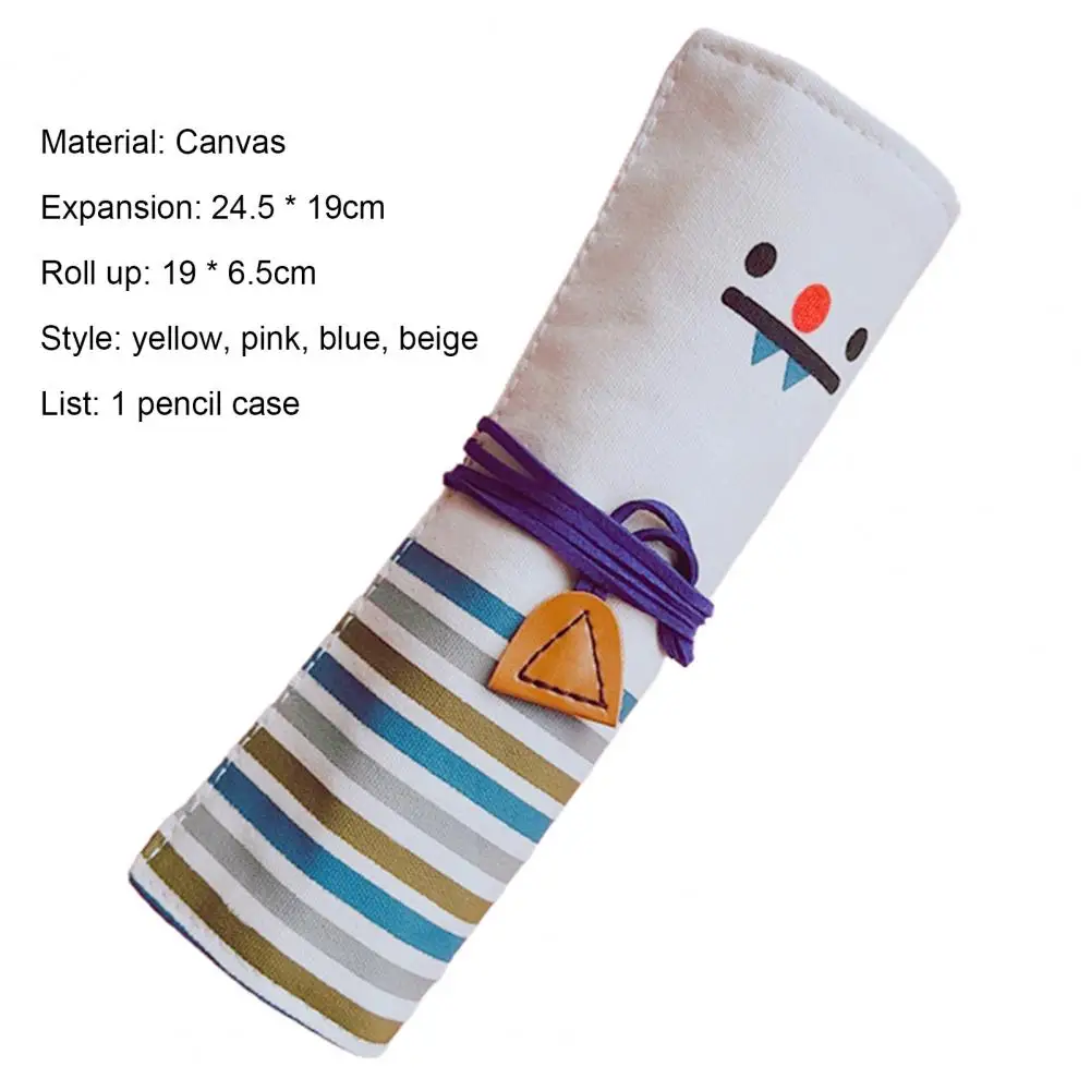 Roll Pen Bag Drawstring Design Funny Expression Portable Storage Pencil Roll Wrap For Stationery Roll Pouch For School Student