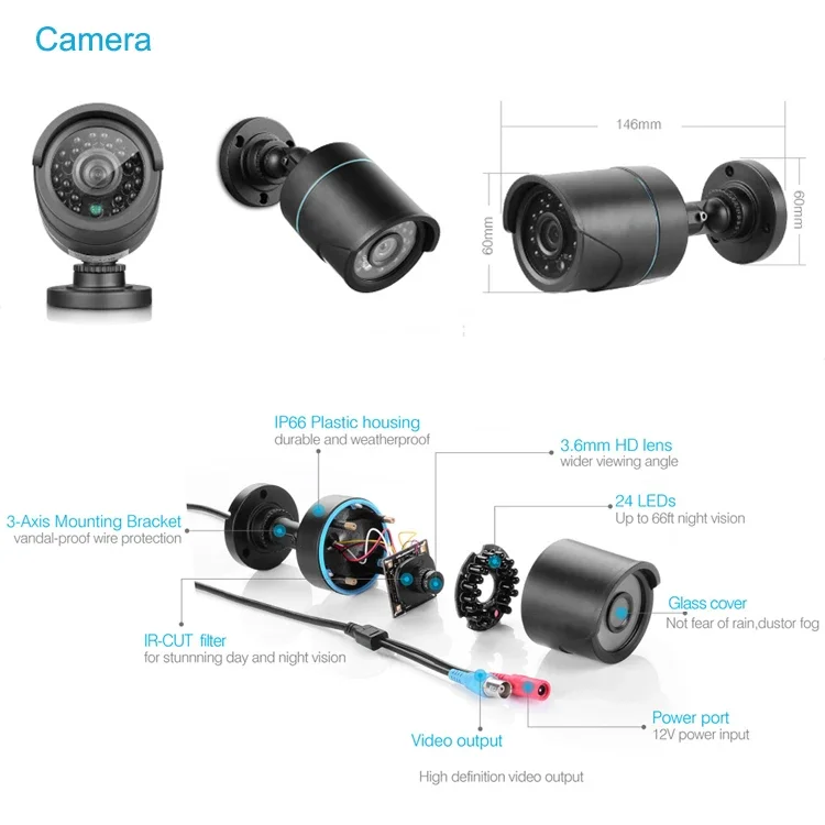 Hot Sale! 4ch H.264 4MP Economic DVR System Security Recordable Camera CCTV Kit