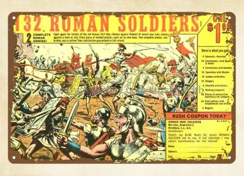 132 ROMAN SOLDIERS vintage reproduction Toy soldiers ads metal tin sign wall art