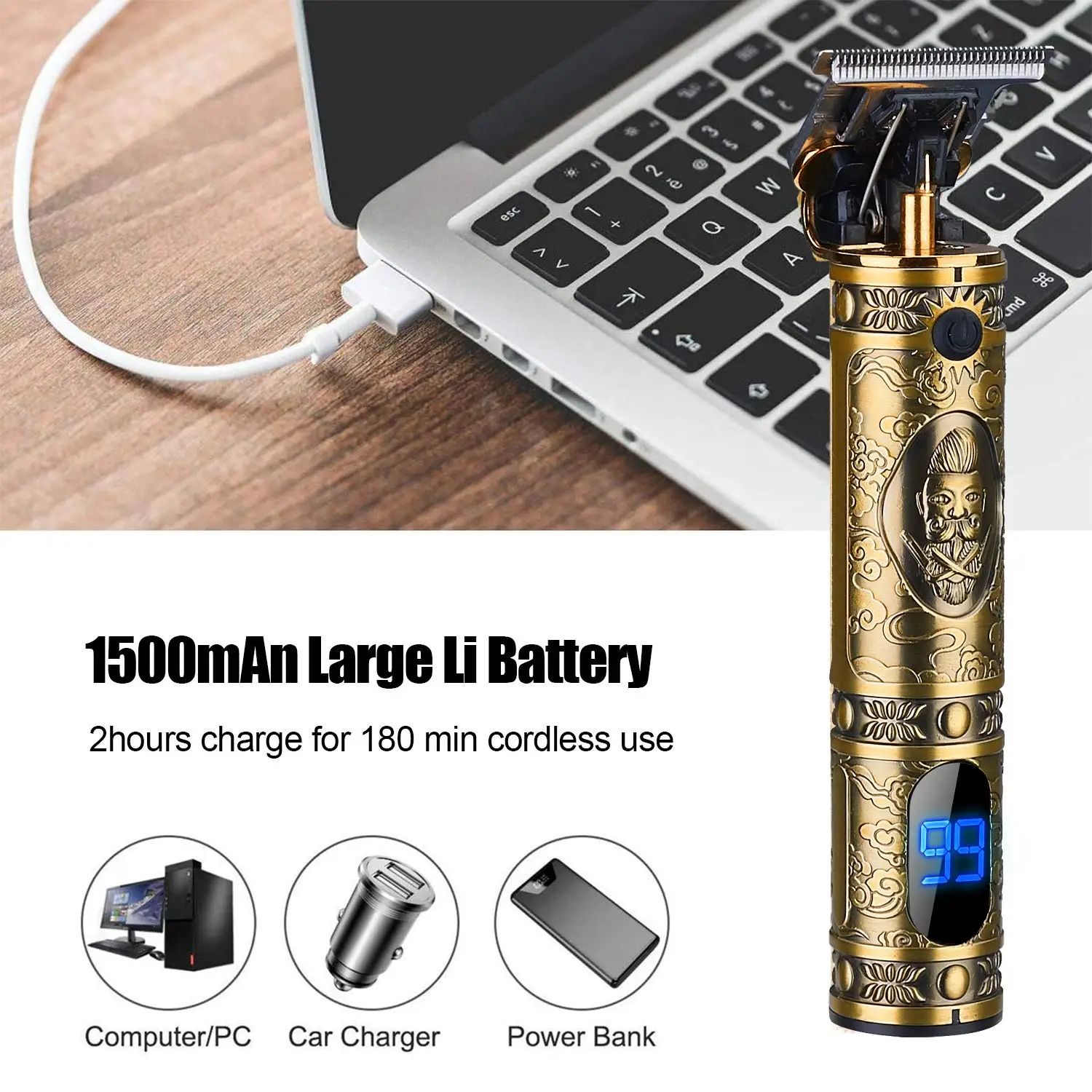 Resuxi JM-700AL Костюм Профессиональный перезаряжаемый беспроводной станок для резки металла Мужской электрический триммер для стрижки волос