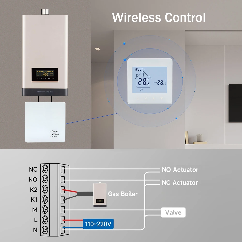 Termostato ambiente Wireless Smart RF per caldaia a Gas riscaldamento Touch Screen regolatore di temperatura termostato WiFi programmabile domestico