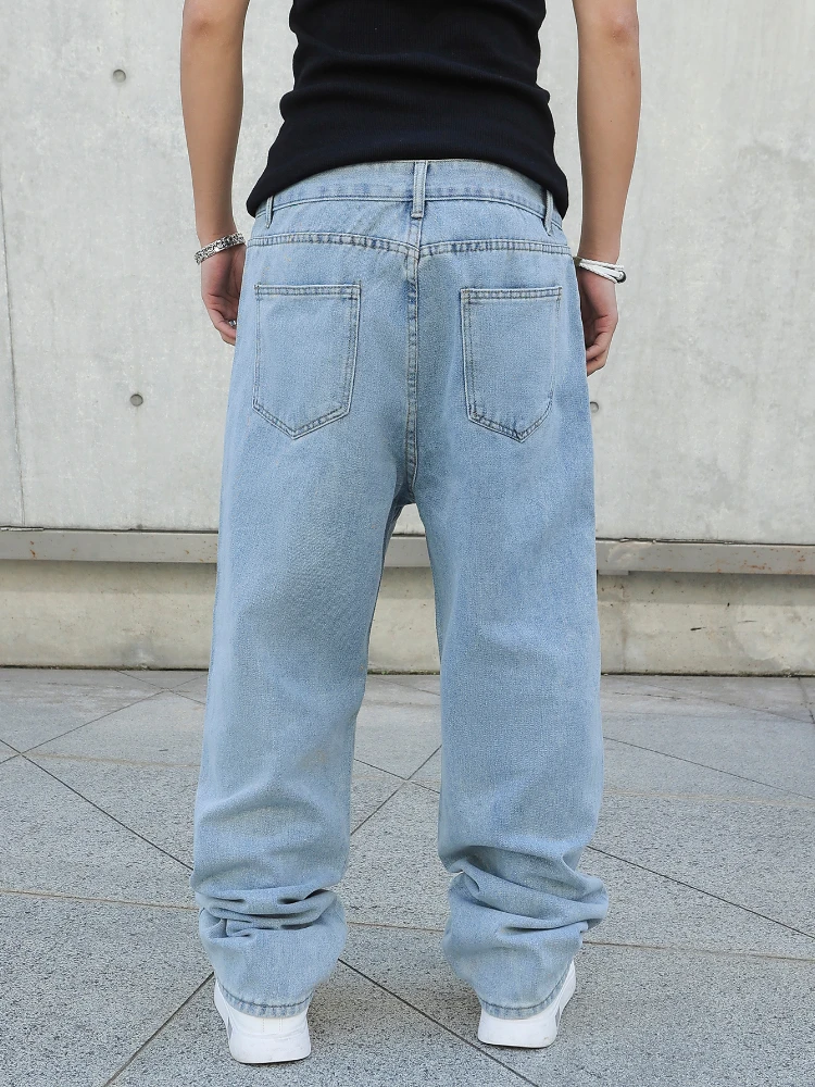 Frühling Herbst Männer Baggy Jeans Oversize Gerade Lose Beiläufige Denim Hosen Einfarbig Streetwear Fashion Y2k Breite Bein Hosen