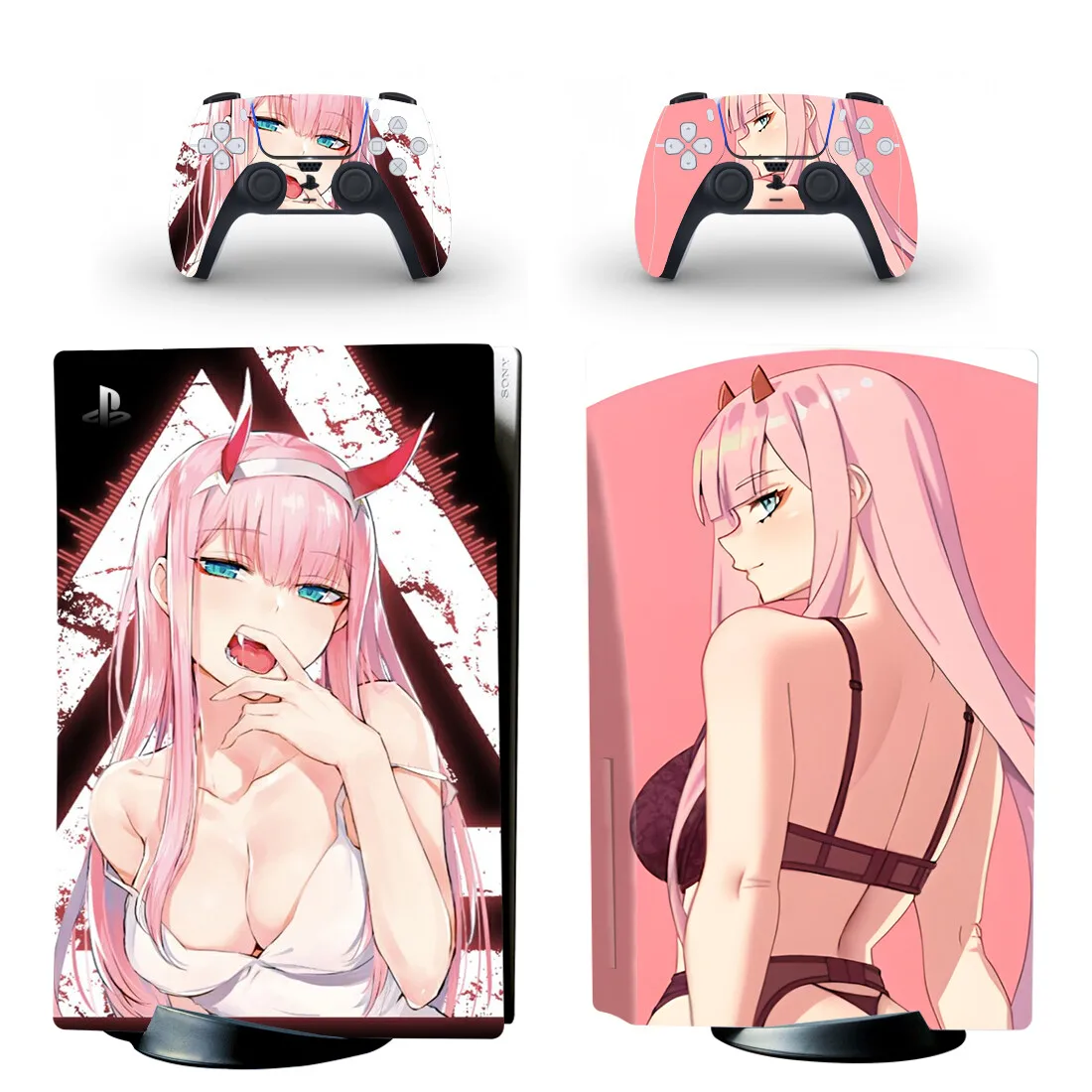Anime Cute Girl Darling in The FranXX Zero Two PS5 Disc Skin Sticker Decal Cover for Console Controller PS5 Disk Skin Vinyl