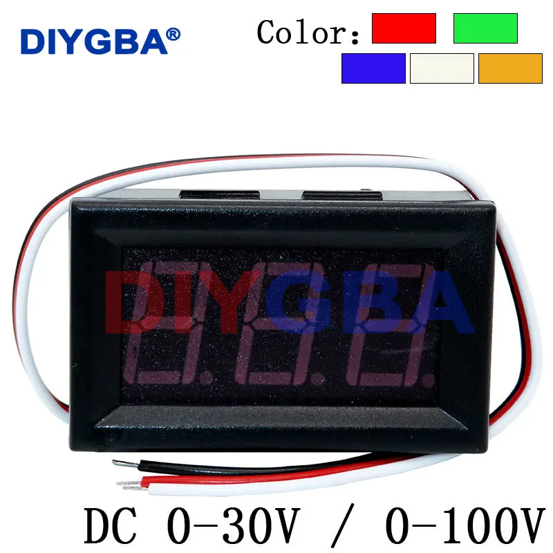 DIY Mini Voltmeter Tester Digital Voltage Test Battery DC 0-30V 0-100V 3 Wires Red Green Blue for Auto Car LED Display Gauge