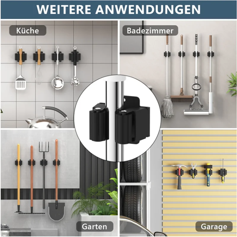 

75STO-12PCS Держатель для метлы и швабры, сверхмощный органайзер для садовых инструментов, стойка для грабли и ручка лопаты, вешалка для швабры из нержавеющей стали