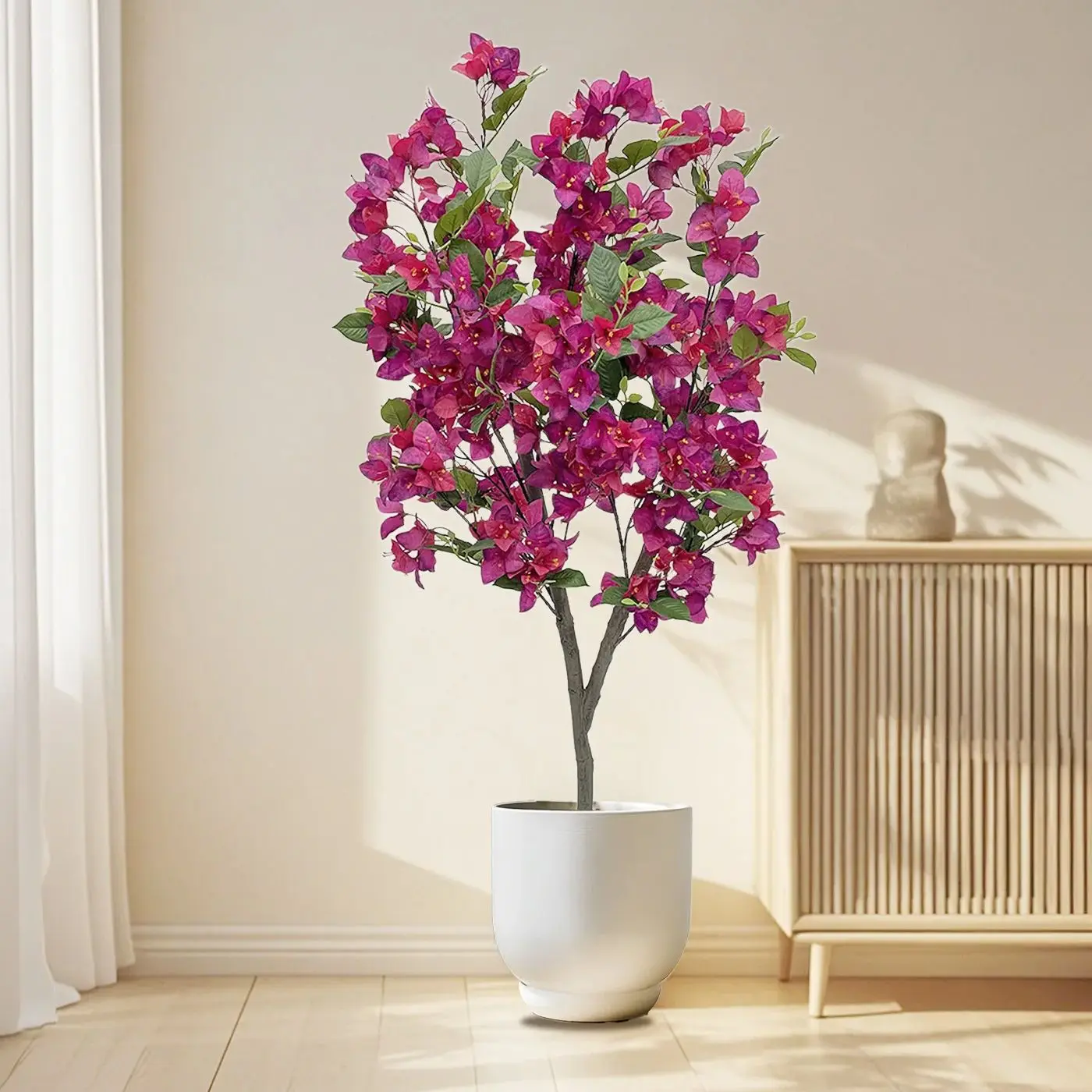 120cm Artificial Bougainvillea Tree Green Plant With Bendable Branches And Stems Home Decoration Artificial Plum Blossom