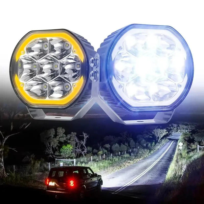 Universal Waterproof 12v White Yellow Amber Cover Ditch Light 5 Inch Fog Driven Off-Road Bar