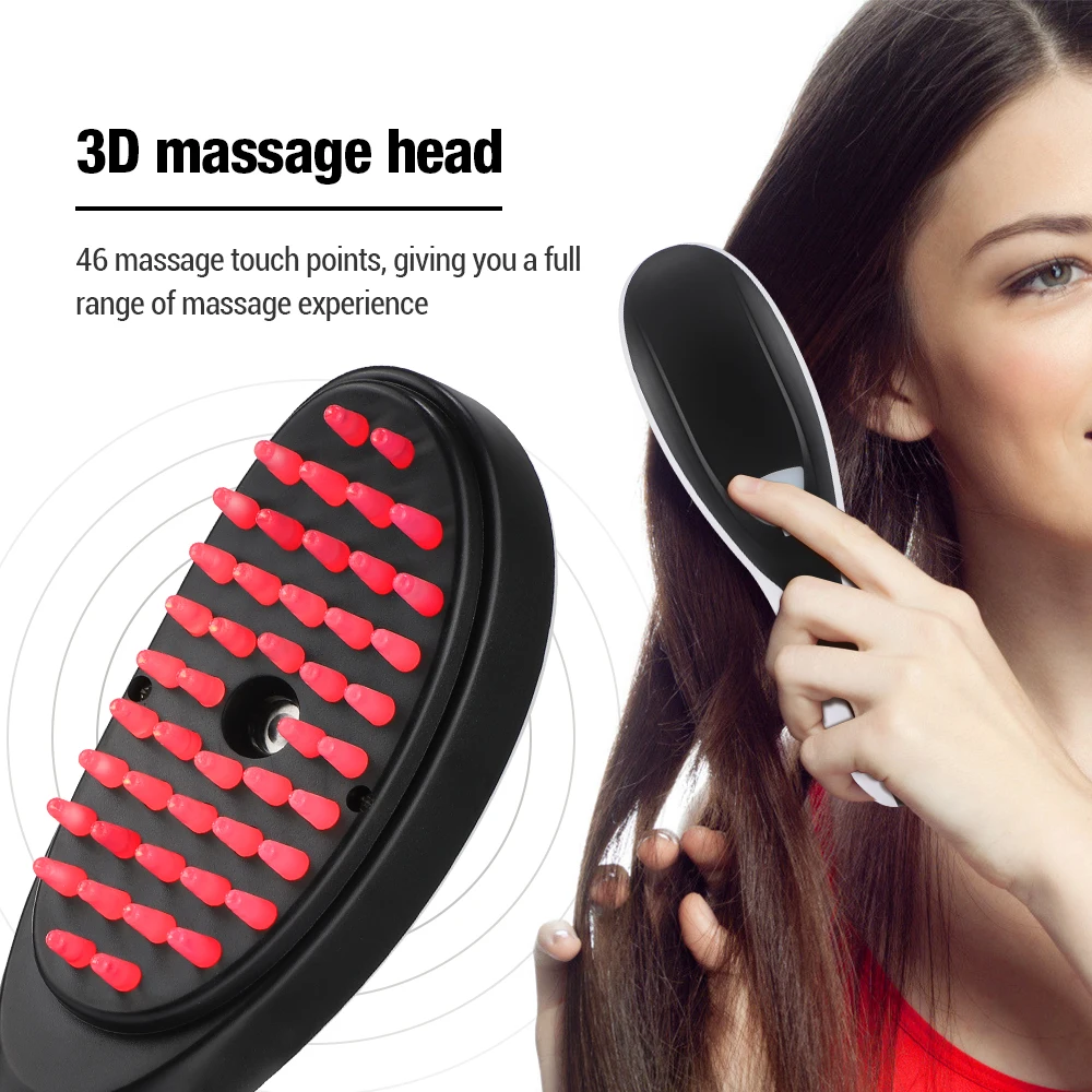 Electric Massage Comb Blue Red Light Therapy Vibration Hair Massage Scalp Brush Negative Ion Spray Hair Growth Massager