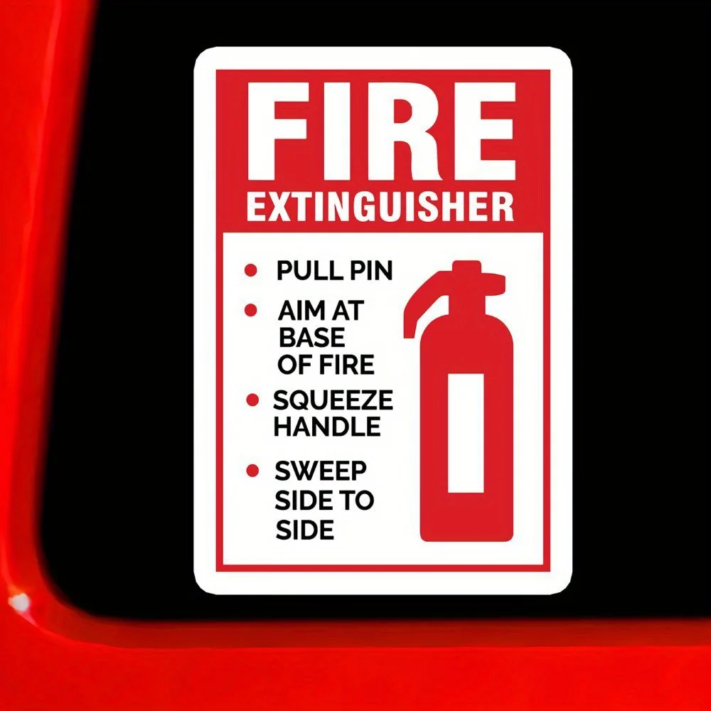 Fire Extinguisher Instruction Sticker Waterproof UV Resistant Vinyl Decal Safety Sign Laptop Bottle Car Decor Emergency Label