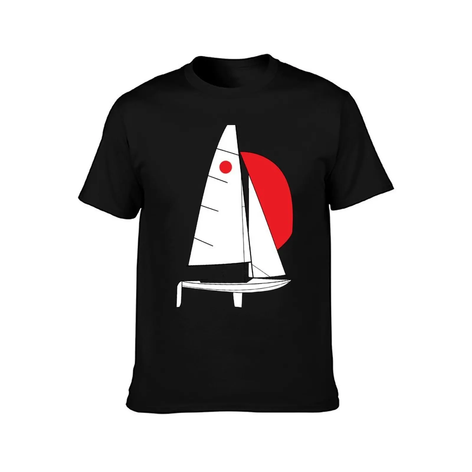 Fireball Sailboat T-Shirt, Summer Casual Cotton Tee, Oversized Streetwear Tops, Vintage Graphic Print, Loose Fit Short Sleeve