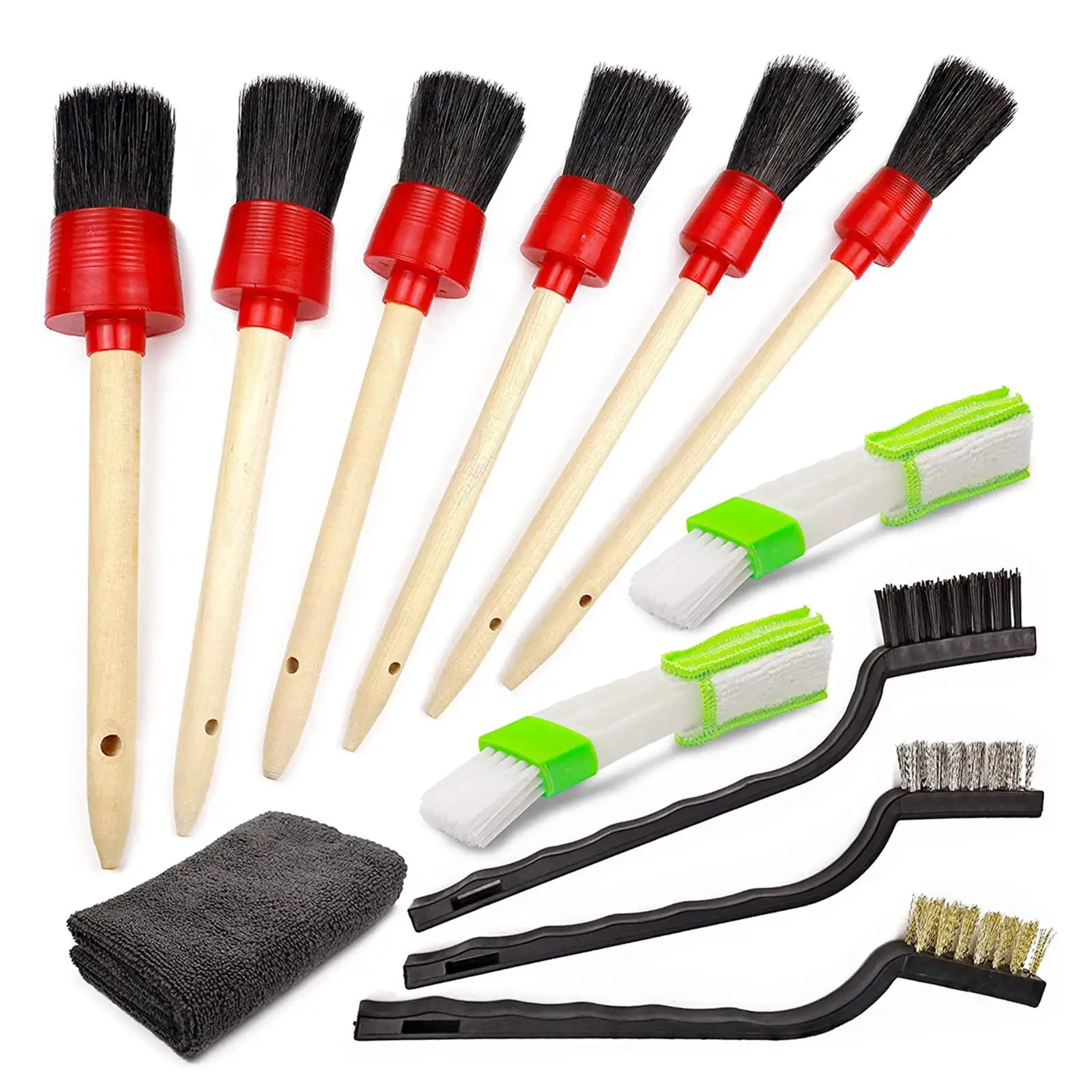 12x Car Detailing Brushes Set including 6 Detail Brush 2Pcs Air Conditioner