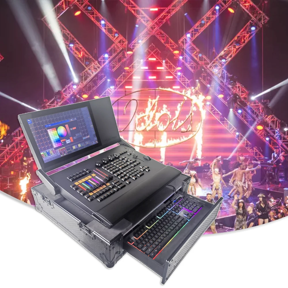 Professional Stage Lighting Console Command Wing A2 Pro Win10 System I7 CPU Touch Screen Moving Head Lighting DMX Dj Disco Party