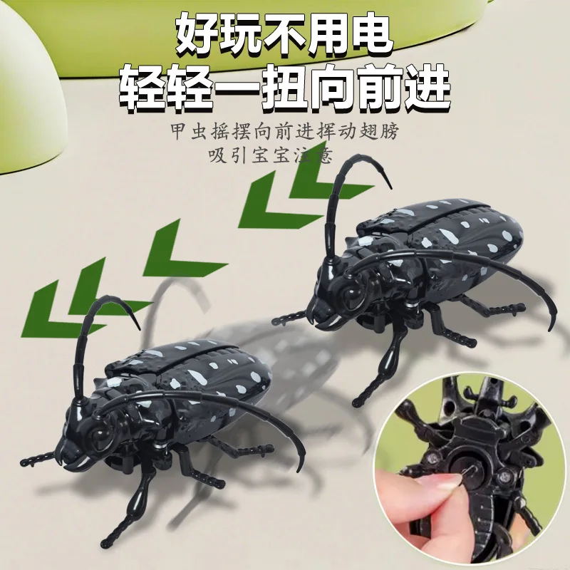 Wind Up Longhorn Käfer Bionic Spielzeug Kreative Prankster Animierte Insekt Spielzeug Modell Kinder Kunststoff Longhorn Käfer Uhrwerk Spielzeug
