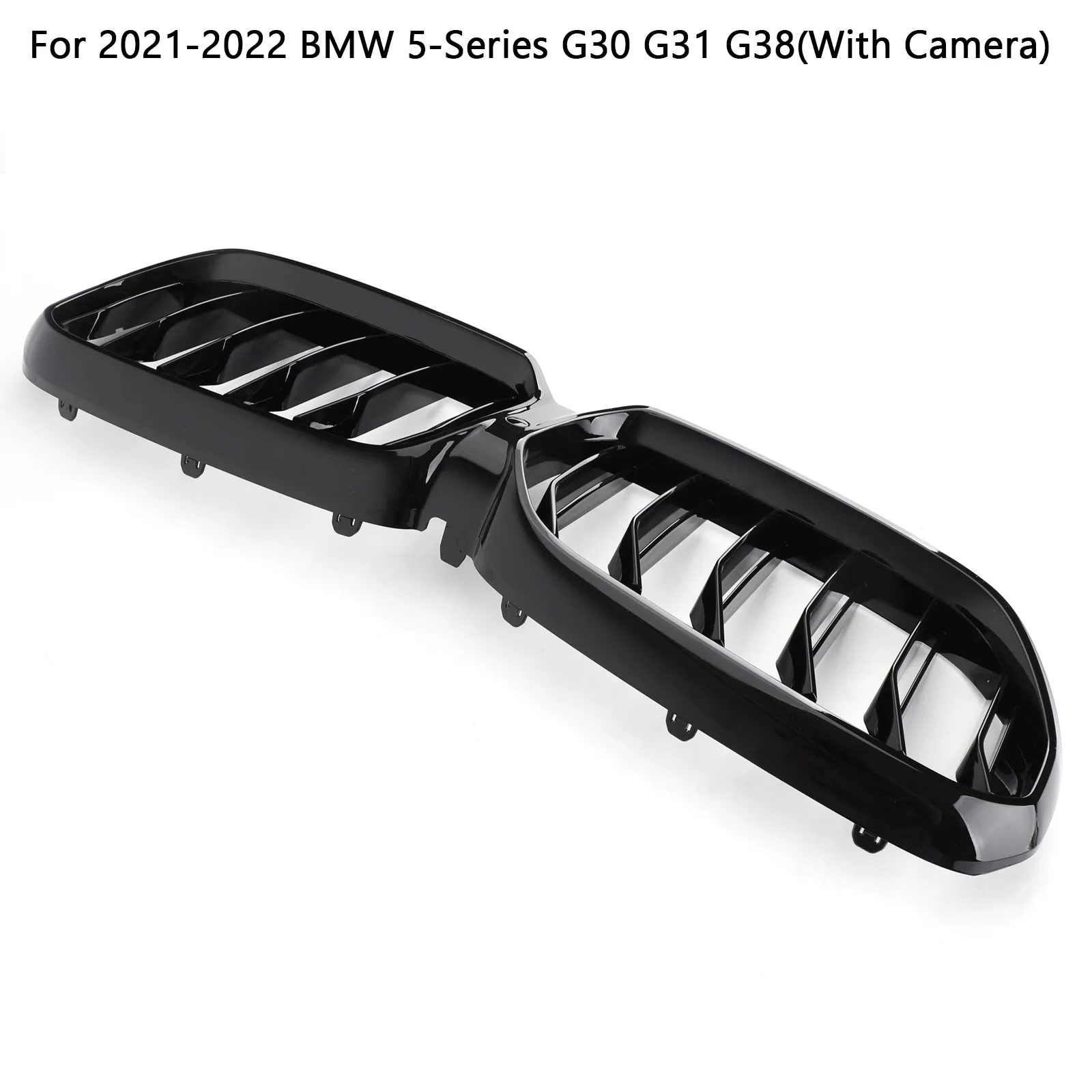 Grade dianteira preta dupla brilhante Artudatech adequada para BMW Série 5 G30 G31 21-22 com câmera