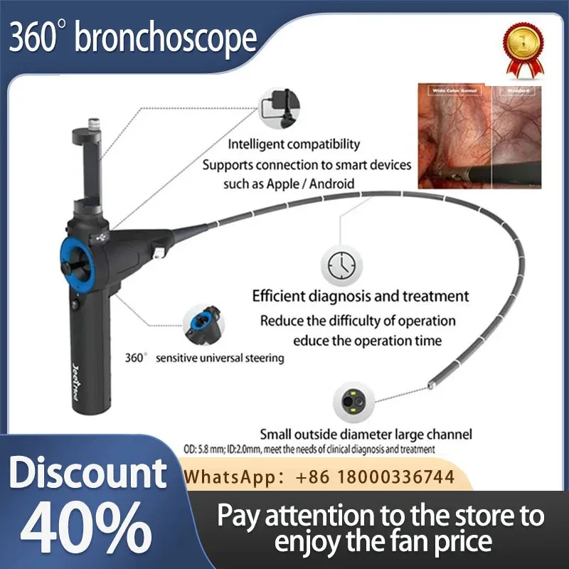 

laryngoscope/ gastrointestinal/bronchus endoscopy with 360° rotation, support for iOS Android Inclusive biopsy forceps