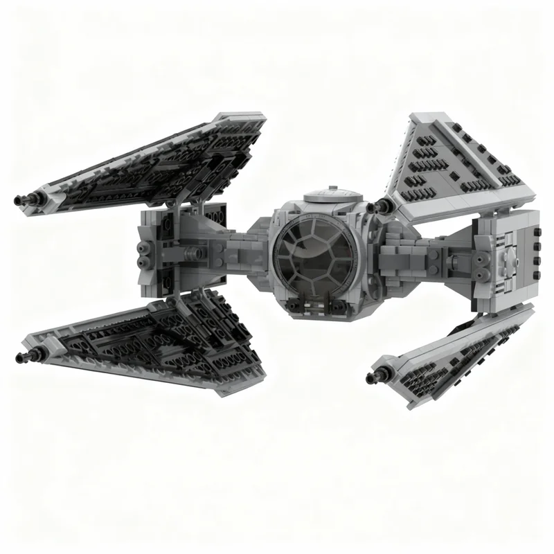 NEW 649PCS MOC Space Battle Tie Interceptor Template Model DIY Creative Assembly Building Blocks Display Birthday Gift Blocks