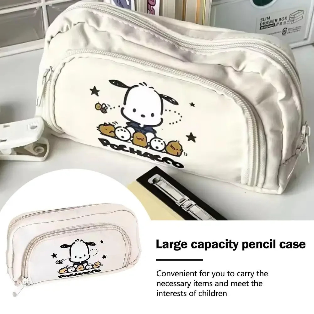 High-end pochacco sanrio anime kawaii caneta saco bonito dos desenhos animados estudante caixa de lápis caso de papelaria grande capacidade armazenamento de cosméticos
