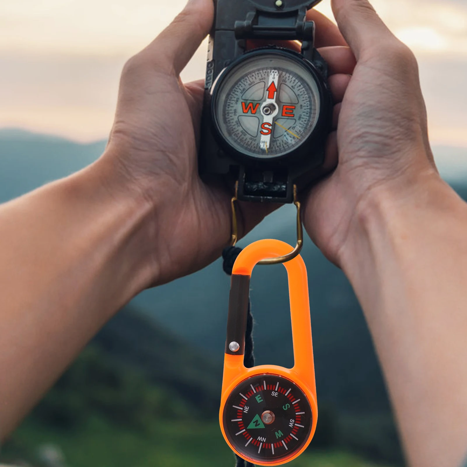

12 Pcs Camping Compass Carabiner Travel Accessories Climbing Plastic Portable Keychai