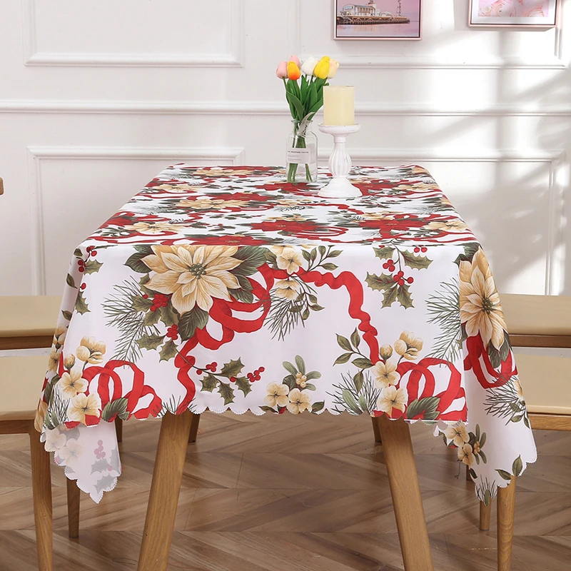 1 Pc European Style Printed Tablecloth Festival New Year Christmas Flower Decoration Tablecloth Home Hotel Dustproof Tablecloth