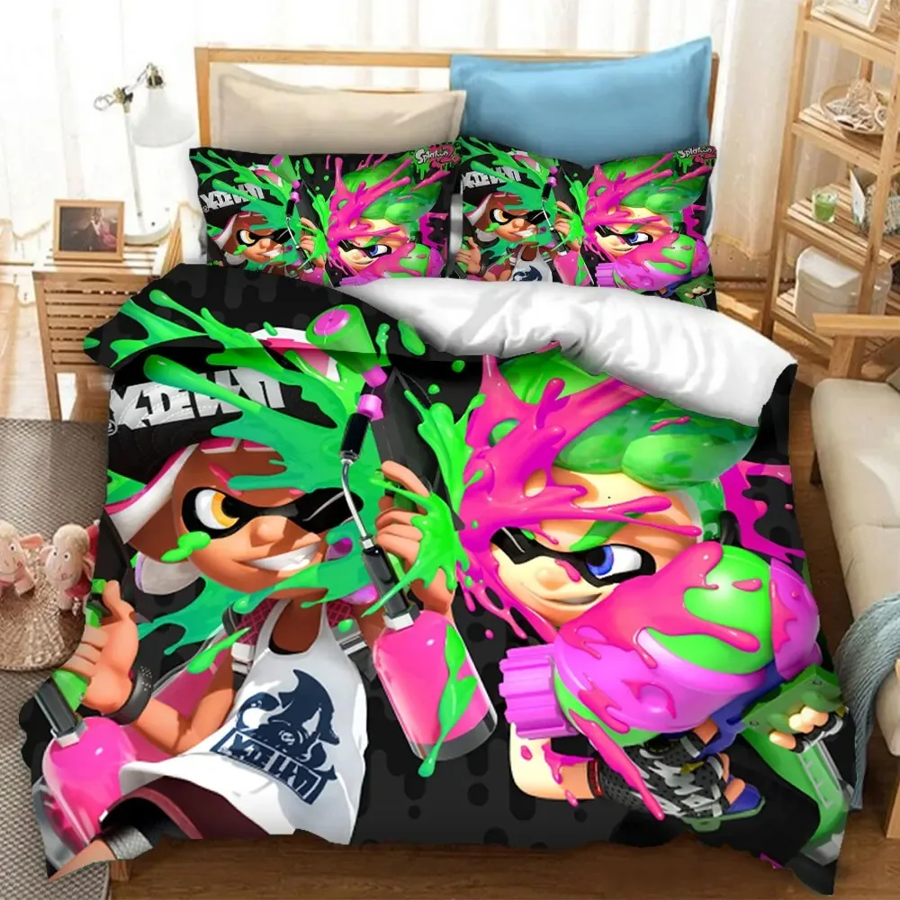 Splatoon 3d Cartoon Printed Bedding Set Duvet Covers & Pillow Cases Comforter Quilt Cover Queen King  Full Sizes gifts for kids