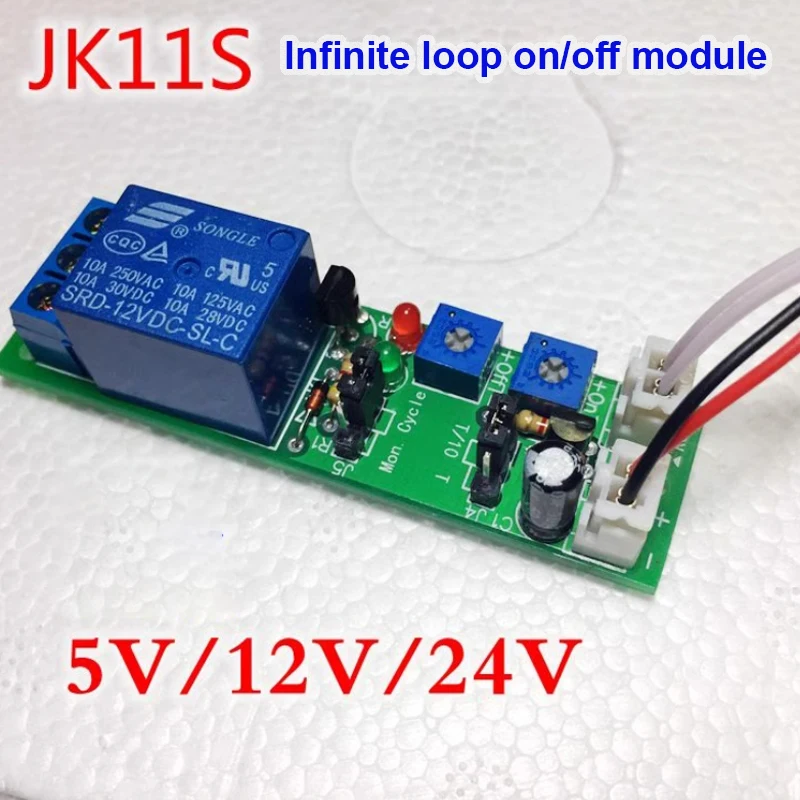 DC 5V 12V 24V Adjustable Cycle Timer Delay Relay Module Delay On And Delay Off Trigger Control Switch Relay Module 0-24 Hours