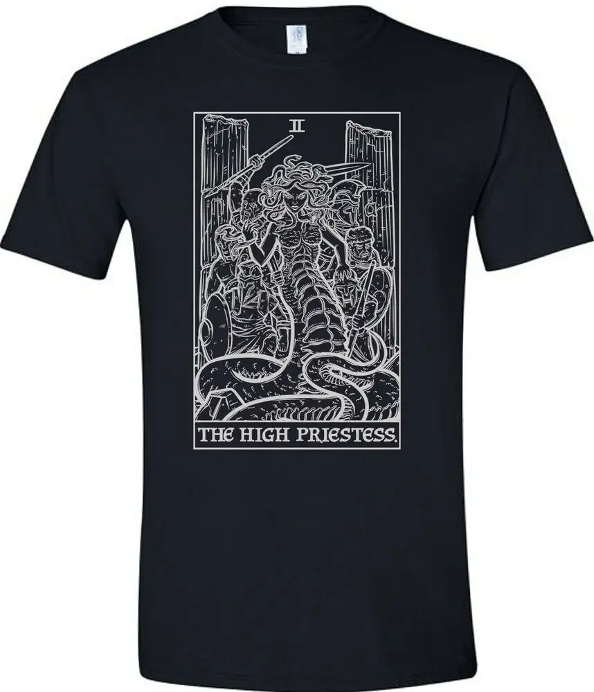 The High Priestess Tarot Card Shirt  Gorgon Greek Gothic Pagan Witch Tees  High Quality 100%Cotton Short Sleeve