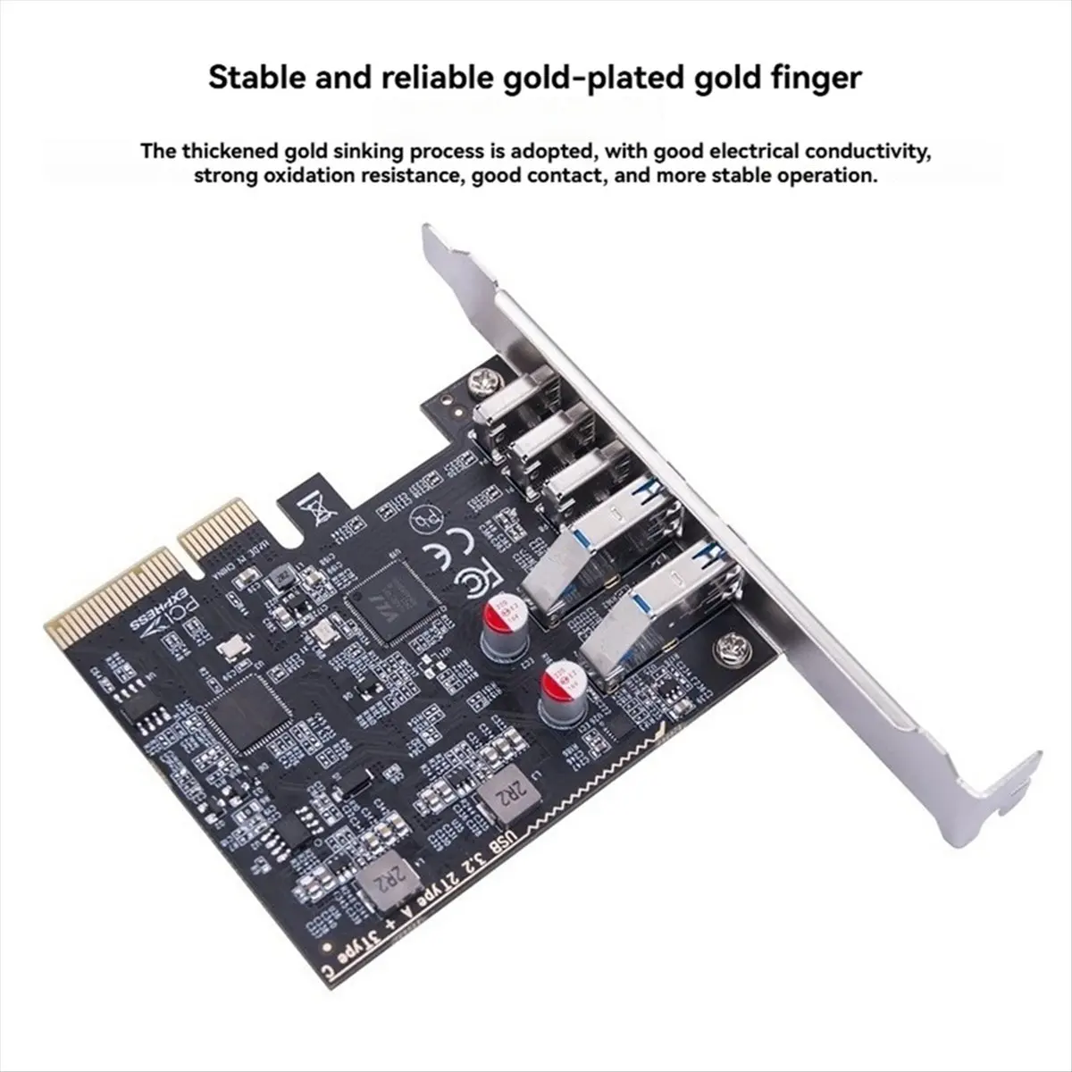 2026 جديد + بطاقة USB PCIE 2 منفذ USB3.2 GEN2 USB-A + 3 منافذ نوع C 10 جيجابت في الثانية بطاقة توسيع PCI-E X4 USB HUB محول لسطح المكتب