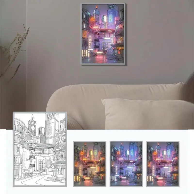 LED Light Up Painting Anime Wall Light Painting Decor Led Wall Art Picture Frame Dimming Romantic Night Lamp Gift Home Decor