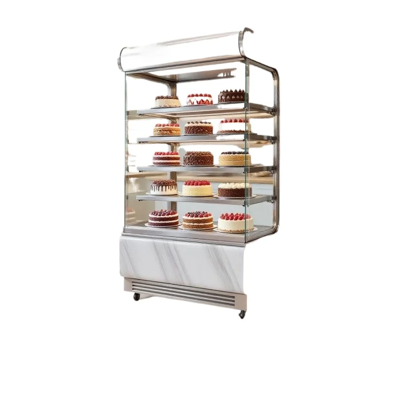 High-end upright cake and dessert cabinet, front sliding door beverage display cabinet