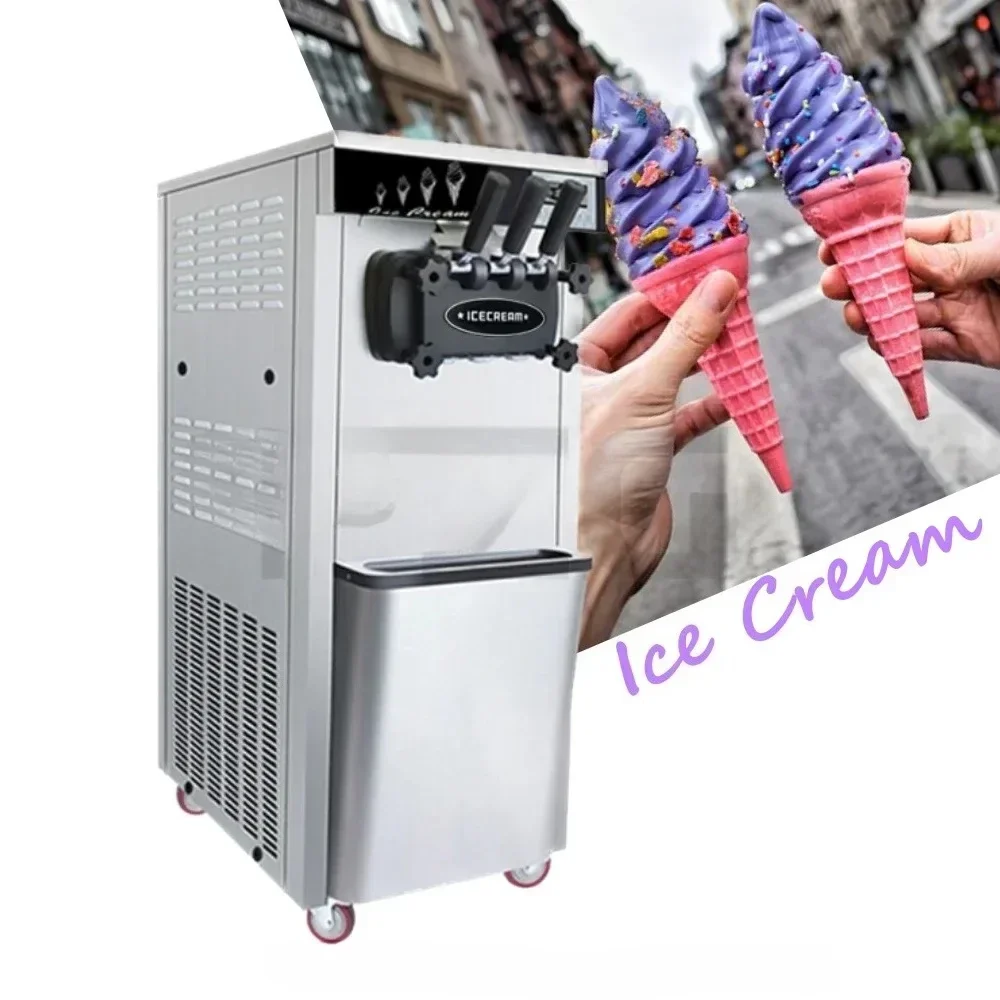 

18~22L/H Commercial Low Noise Floor Standing 1800W Three Flavors Soft Serve Ice Cream Machine For Sale