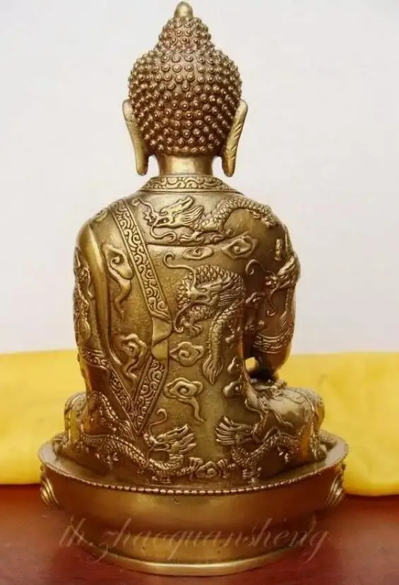 Antique bronze Sakyamuni statue buddha Bodhisattva Amitabha Buddhis dragon