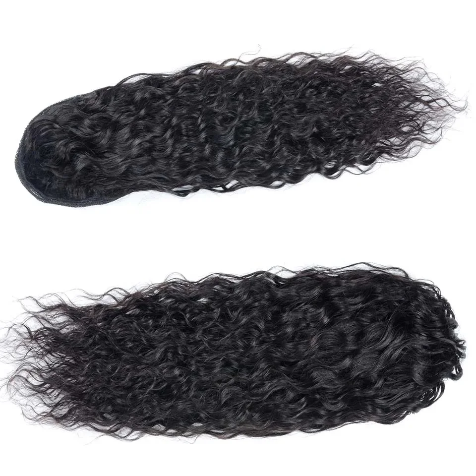Water Wave Drawstring Ponytail Extension, Human Hair, Curly, Brazilian Virgin, 8-26 Inch
