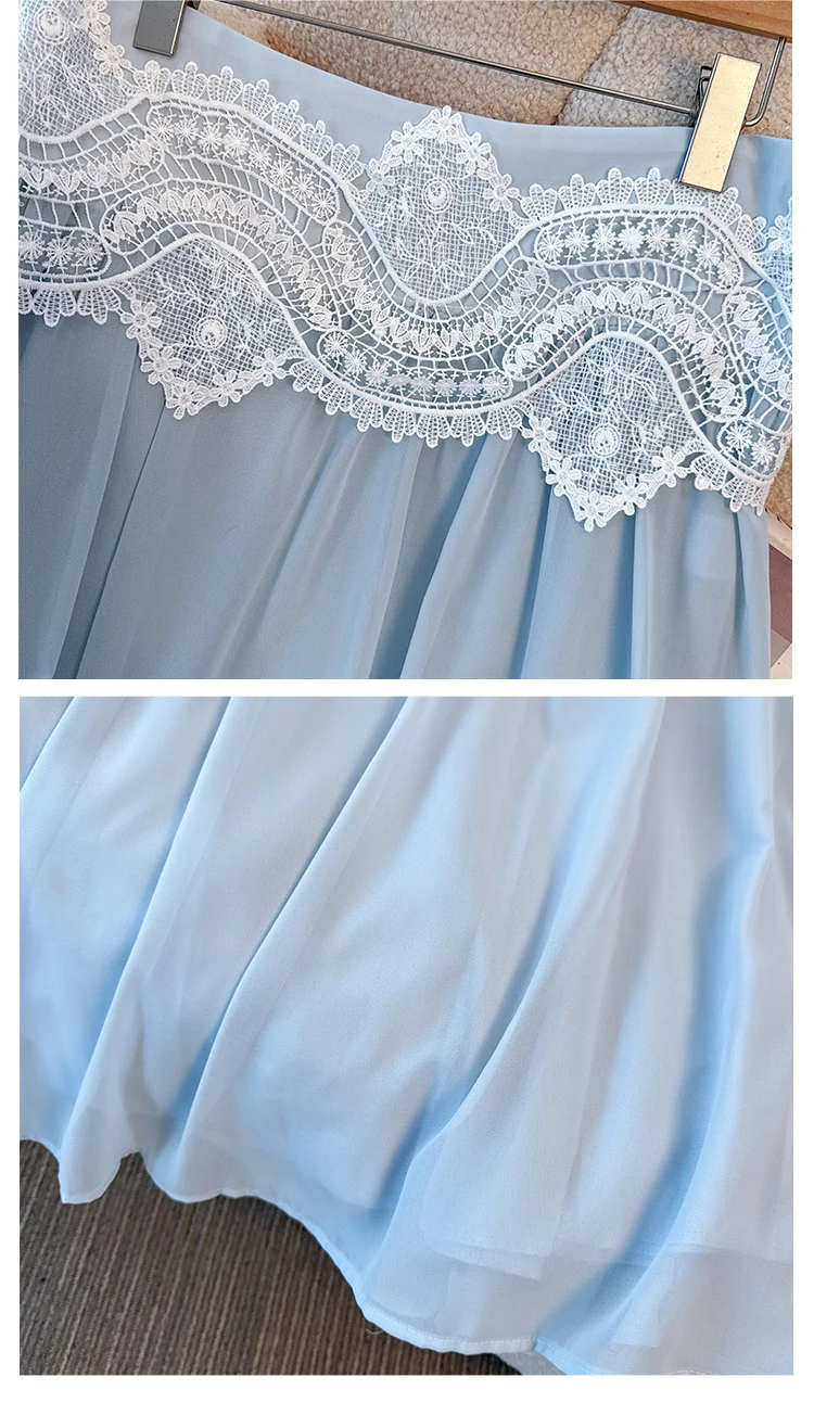 ชุดเซ็ตสองชิ้นสไตล์วินเทจสุดหรู คอวี แต่งลูกไม้ แขนยาว แนวแฟรี่คอร์ เหมาะสำหรับงานกลางคืน แฟชั่นไฮสตรีท ไซส์พลัส