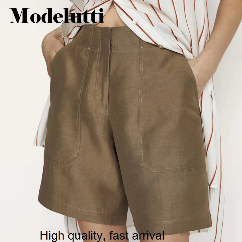 

New Spring 2023 Summer Fashion Vintage Linen Short Pants Women Solid Shorts All-match Simple Casual Bottoms Female