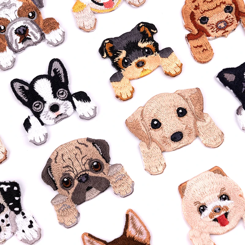 Cute Animal Avatar Embroidery Stickers Iron On Patch For Clothing Hat Bag Shoe DIY Hand Account Decoration Applique Stickers